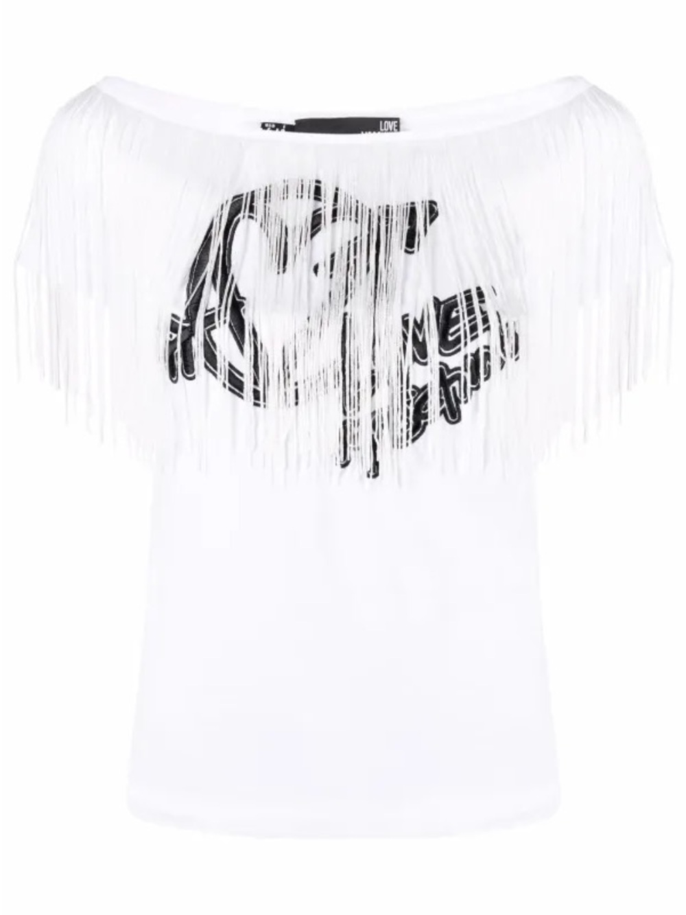 Love Moschino Embroidered Logo Fringe Tshirt Size 36/Small